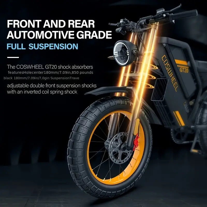 Bicicleta eléctrica para adultos Bicicleta de cross eléctrica con batería extraíble de 48 V/25 Ah, motocicleta eléctrica GT20 con 7 velocidades, bicicleta de montaña eléctrica todoterreno con neumáticos gruesos de 20 pulgadas y 4.0