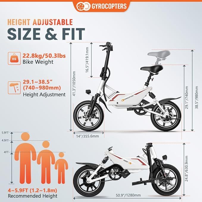 Frost Electric Bike for Adults/Teens 13+ | UL2849 Safe Folding Ebike 350W Brushless Motor | 14-inch Tires Compact Bike | 36V Speed up to 25kmph/15.5mph Long Range PAS up to 60km/37milesFrost Electric Bike for Adults/Teens 13+