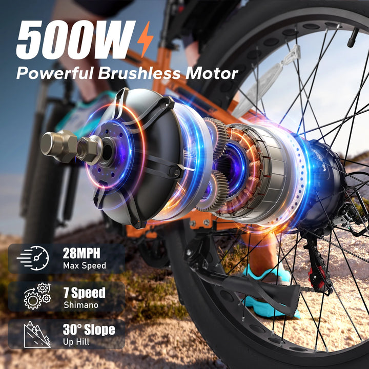 VARUN E Bikes - Peak 750W Ebikes for Adults - Fat Tire Electric Bike Up to 25MPH 60+ Miles with 48V 13AH Removable Battery - 26" Electric Mountain Bike Features 7-Speed, Lockable Suspension